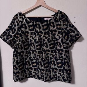 Hutch by Anthropologie gold embossed animal print formal top Size Large